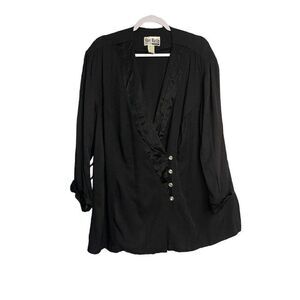 Sheri Martin Blazer Jacket Women's 3X Black Rhinestone Formal Button Business